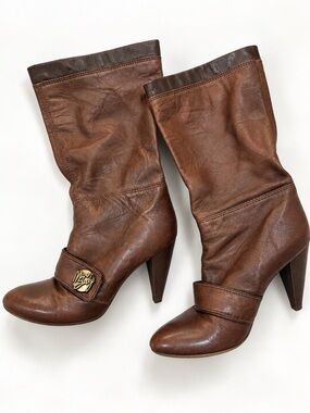 Vintage Miss Sixty Brown Leather Mid-Calf Boots Size 8
